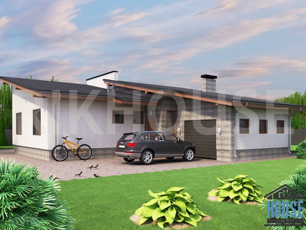 артикул КО-117 Одноэтажный дом с гаражом (площадь 146 м²)